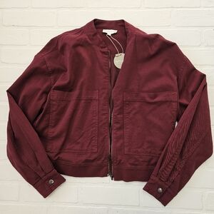 Twill Burgundy Bomber Jacket